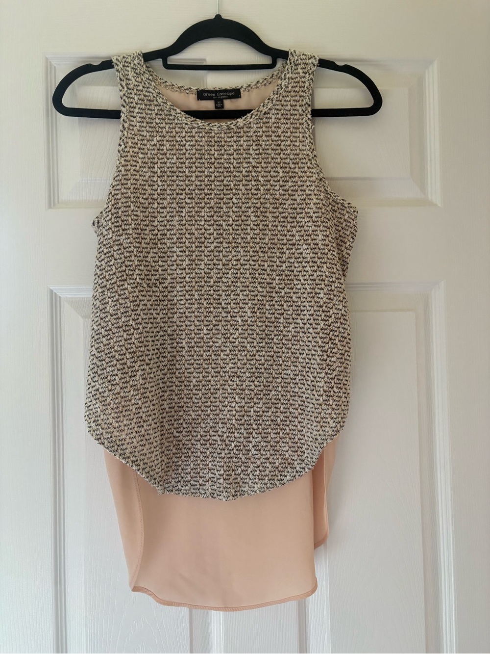 Green Envelope Black, White & Brown Knit Layered Shell